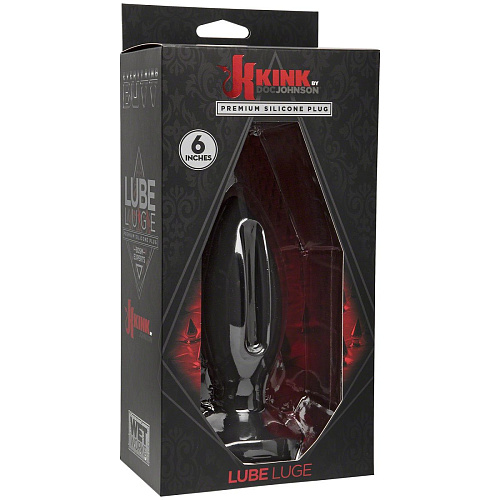Чёрная анальная пробка Doc Johnson Kink Wet Works Lube Luge Premium Silicone Plug 6 2401-05-BX (15,2 см)
