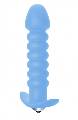 Голубая анальная пробка с вибрацией Lola toys Twisted Anal Plug 5004-02lola (13 см)