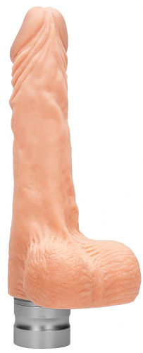 Телесный вибратор Shots Media BV Vibrating Dildo With Balls REA082FLE (17 см)