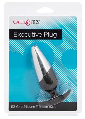 Серебристо-чёрная анальная пробка California Exotic Novelties Executive Plug SE-0413-01-2 (11,5 см)