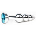 Удлинённая серебристая анальная втулка с голубым кристаллом Anal Jewelry Plug QSLV-05 (11,3 см)
