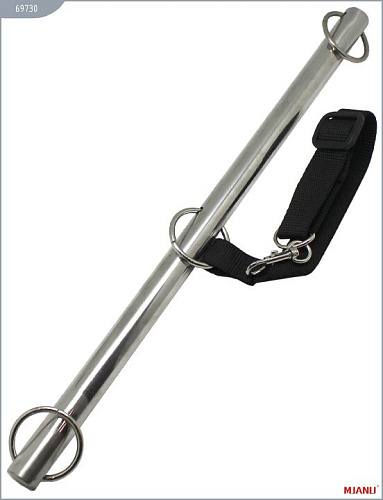 Металлическая распорка с чёрными неопреновыми наручниками и ошейником MJANU 69730
