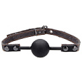 Чёрный кляп-шарик с чёрными джинсовыми ремешками Shots Media BV With Roughend Denim Straps OU470BLK