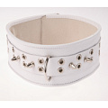 Белый кожаный ошейник с шипами и кольцами Sitabella 3105-3