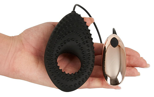 Вибростимулятор чёрный с золотым для пар с пультом Orion Couples Cushion  05937370000