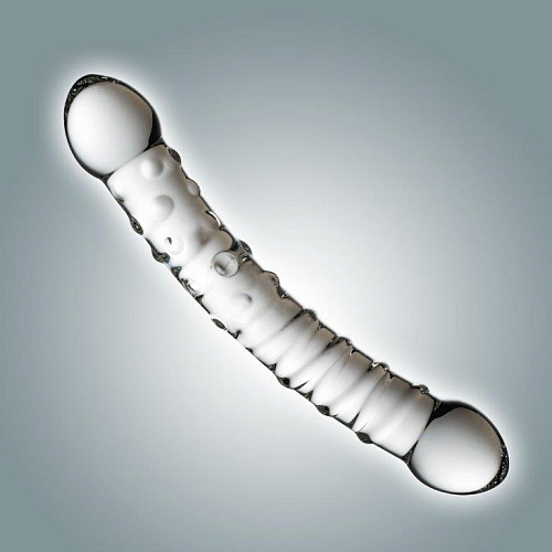 Прозрачный двусторонний фаллоимитатор с 2 видами рельефа Сумерки богов 0085 BX DD