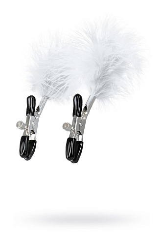 Зажимы для сосков с белым пухом ToyFa Theatre 705008