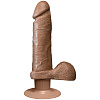 Бежевый вибратор-мулат с мошонкой и присоской Doc Johnson The Realistic Cock Vibrating 6” 1156-05-BX (21,6 см)