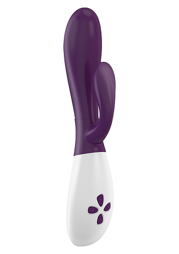 Чёрно-смородиновый вибратор с клиторальным стимулятором OVO K2 BLACKBERRY/WHITE (21 см)