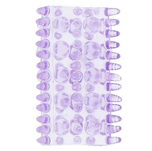 Фиолетовая насадка на пенис с шипиками и шишечками Dream Toys BASICX TPR SLEEVE PURPLE 20682
