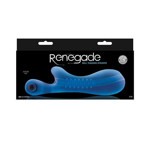 Синий мастурбатор с вибростимулятором мошонки NS Novelties Renegade Ball Tugging Stroker NSN-1151-37