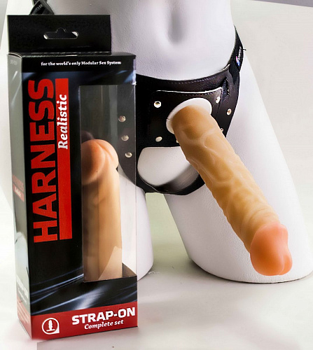 Телесный страпон Харнесс LOVETOY (А-Полимер) 280503 (19,5 см)