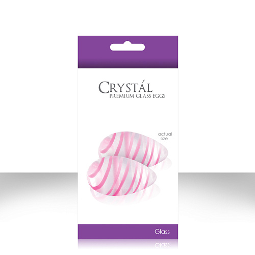 Прозрачные стеклянные вагинальные шарики NS Novelties Crystal Premium Glass Eggs Pink StripsNSN-0703-11