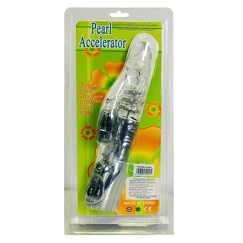 Прозрачный вибратор со стимуляцией клитора и ротацией Baile BW-020006-0702 (27 см)