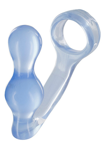 Голубая анальная пробка с эрекционным колечком Toy Joy MANPOWER  3006010197