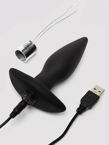 Чёрная вибровтулка Fifty Shades of Grey Relentless Vibrations Remote Control Butt Plug FS-80007 (11,4 см)