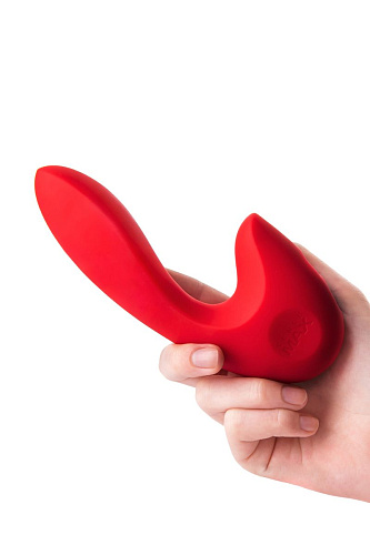 Красный вибратор с клиторальным отростком Sense Max SVW (16 см)