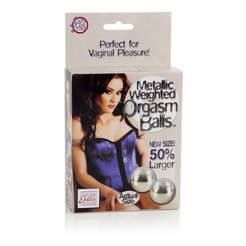 Супер тяжёлые cеребрянные шарики California Exotic Novelties Weighted Orgasm Balls Metallic SE-1301-00-3