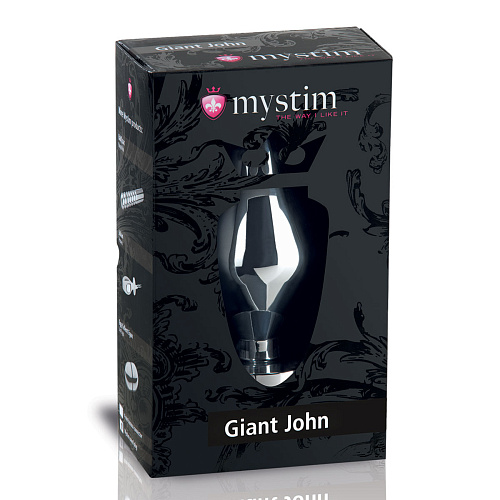 Серебристый анальный электростимулятор размера XXL MyStim Giant John 46230 (16 см)