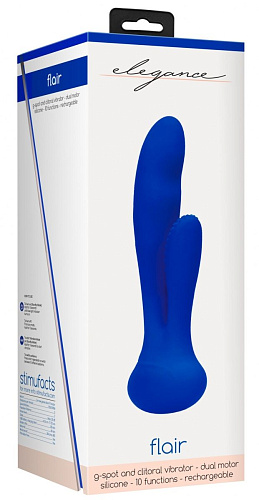 Синий вибратор Shots Media BV G-Spot and Clitoral Vibrator Flair ELE013BLU (17,5 см)