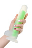 Прозрачно-зелёный фаллоимитатор, светящийся в темноте ToyFa Clark Glow 872001 (22 см)