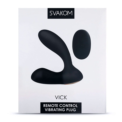 Чёрный стимулятор простаты с вибрацией и пультом ДУ Svakom Vick SPM-03W