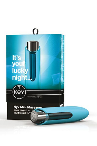 Голубой вибратор со снимающейся насадкой Jopen Nyx JO-8045-05-3 (12,7 см)