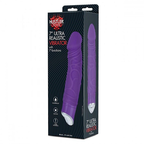 Фиолетовый вибратор с очерченной головкой Hustler HT-V4 (16 см)