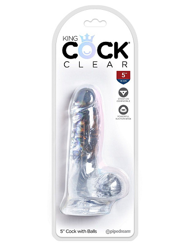 Прозрачный фаллоимитатор Pipedream King Cock Clear 5 Cock with Balls PD5751-20 (15,2 см)