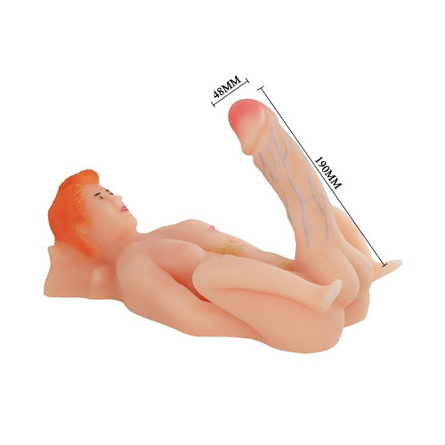 Мужской полуторс с фаллосом телесного цвета Baile BW-008065-1002 (20 см)