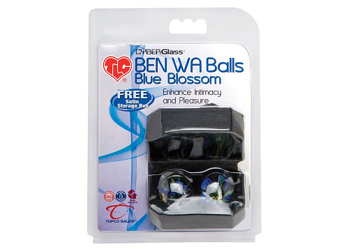 Прозрачные вагинальные шарики Topco Sales TLC CyberGlass Ben Wa Balls Blue Blossom 1003052