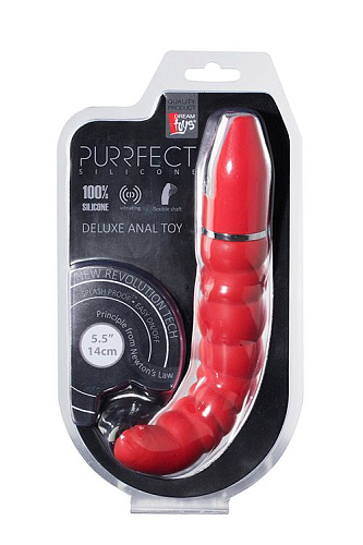 Красный гнущийся анальный вибратор Dream Toys PURRFECT SILICONE DELUXE 5.5INCH 21292 (14 см)