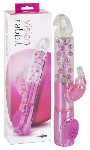 Розовый вибратор с клиторальным стимулятором-кроликом и 7 режимми вибрации Seven Creations 11-62CL/B44-ABX (26,5 см)