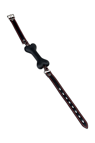 Чёрный кляп-трензель в виде косточки ToyFa Theatre 708024