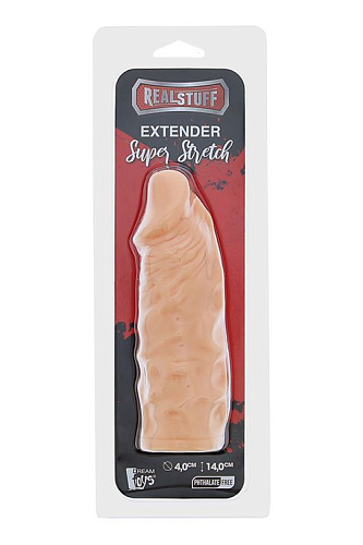 Телесная реалистичная насадка на пенис Dream Toys SUPER STRETCH EXTENDER 5.5INCH 21688 (14 см)