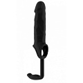 Чёрная насадка на пенис с анальным стимулятором Shots Media BV SONO №19 SON019BLK