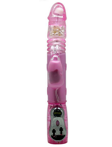 Розовый виброкомпьютер с жемчужинами Eroticon 30135 (29 см)