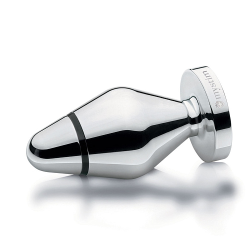 Серебристая анальная втулка для электростимуляции MyStim Little John 46200 (9 см)