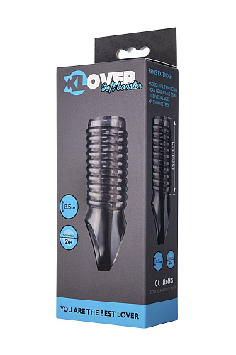 Дымчатая насадка с рёбрышками и подхватом мошонки ToyFa XLover 748016 (12,5 см)