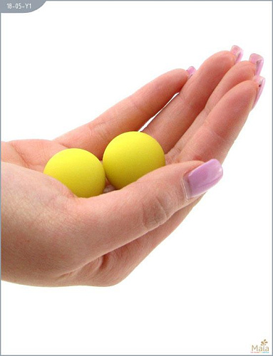 Металлические вагинальные шарики с жёлтым силиконовым покрытием Maia 18-05-Y1