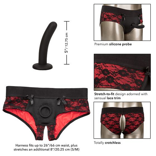Трусики с доступом и съёмной насадкой California Exotic Novelties Crotchless Pegging Panty Set SE-2712-56-3 (рамер S-M)