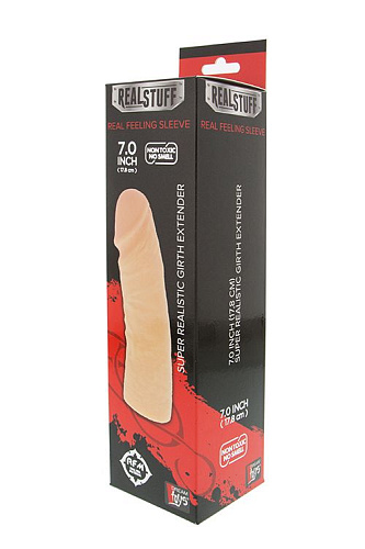 Классический фаллоимитатор телесного цвета Dream Toys REALSTUFF GIRTH EXTENDER SLEEVE 21050