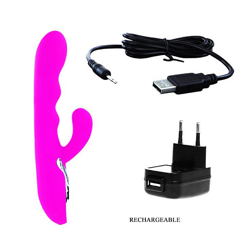 Лиловый перезаряжаемый водонепроницаемый вибромассажёр Baile Passion BI-014107 (22,5 см)