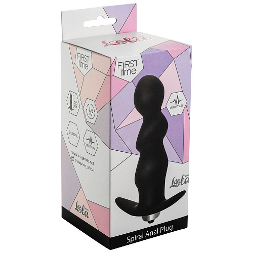 Чёрная фигурная анальная вибропробка Lola toys Spiral Anal Plug 5008-03lola (12 см)