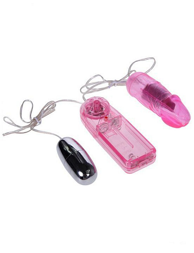 Два розовых виброяйца с выносным пультом управления вибрацией Eroticon 30179
