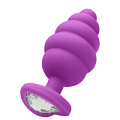Фиолетовая анальная пробка Shots Media BV Extra Large Ribbed Diamond Heart Plug OU459PUR (9,6 см)