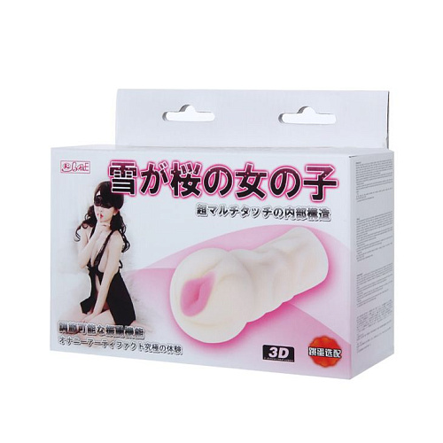 Рифленый,телесного цвета мастурбатор со входом-вагиной Baile BM-009154N