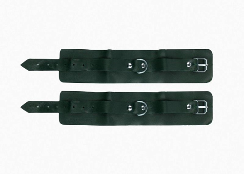 Изумрудные широкие поножи с ремешками БДСМ арсенал 915-02 BX DD