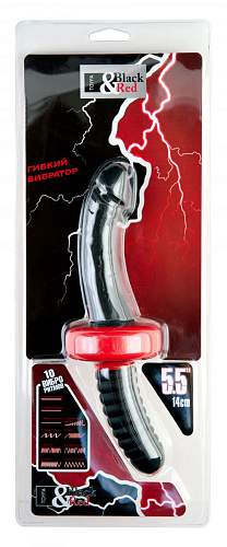 Двусторонний чёрный вибромассажёр ToyFa 901336-5 (26 см)