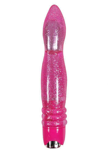 Розовый блестящий вибромассажёр NS Novelties Starlight Gems Vela Vibrating Massager NSN-0275-44 (23,5 см)